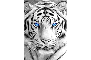 DOMROM Diamond Painting Kit Adulte, Tigre 5D Diamant Painting Complet Ronde Animal Diamond Peinture Art Images, DIY Strass Point de Croix Peinture Débutant pour Murale Maison Décoration 30x40cm