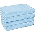 Vozbi Hand Towels for Bathroom | 50 x 85 cm (4-Pack) | Highly Absorbent, Ultra Soft & 100% Cotton Hand Towels | Thick Bathroom Towels | Hotel & Spa Hand Towels (Sky Blue)