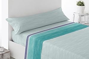 Cabello Textil Hogar Juego de sábanas Estampadas - Disponibles en 3 y 4 Piezas - Varios tamaños, diseños y Colores - Microfibra Transpirable Extra Suave (Elfera Verde, Cama de 105 cm (105x190/200cm))