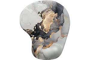 Hsurbtra Tapis de Souris, Ergonomique Tapis de Souris Gamer avec Repose Poignet en Gel, Portable, Parfait pour Ordinateur, Bureau, Travail, Marbre gris