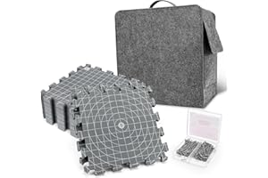 Yrangee Spannmatten mit Raster, 9 Stück Matten zum Spannen für Handarbeiten Stricken Häkeln Spitze Tiefe Spannunterlagen Set mit Rasterlinien 32x32cm, 150 T-Nadeln Tasche zum Aufbewahren mit Grid