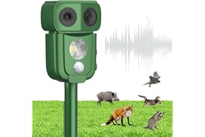 WUGEIN Repulsif Chat Solaire,Répulsif Chat Ultrason Exterieur,4 Modes Réglable,Chargement USB,Repulsif Chat Exterieur pour Anti Chats Chiens Souris Ratons Animaux de Jardin