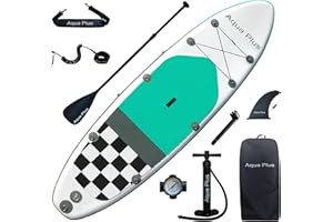 Aqua Plus Sup Gonflable de 15 cm d'épaisseur pour Tous Les Niveau x de compétence Planche à pagaie Debout, pagaie, Pompe, Sac à Dos de Voyage ISUP, Laisse, bandoulière, Jeune, Adulte