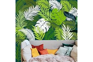 LEYHOONEY 5 Large Leaf Stencils - 12 x 16 Inch, Reusable Palm & Fern Leaf Stencils for Painting on Walls, Furniture, Canvas, Wood, Home Wall Decor, DIY Art Crafts