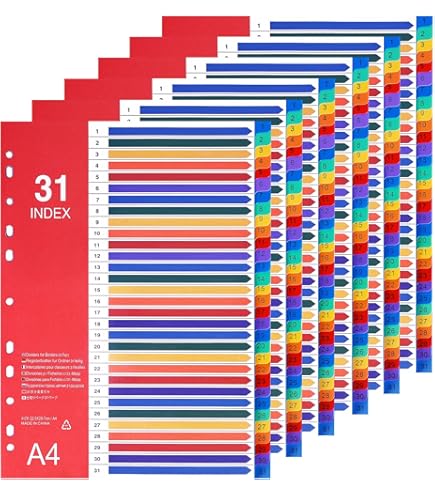 Divisori A4 Mylar Colorati DUDSOEHO - 12 Pezzi Numerati - Per Raccoglitori E Cartelle - Foto 11