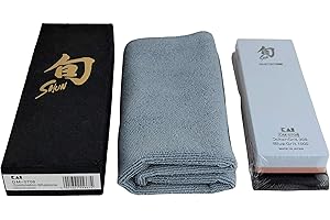 KAI/PALATINA WERKSTATT Pierre à aiguiser Kai DM-0708 - Pierre à aiguiser japonaise combinée - Pour un entretien parfait de votre couteau Shun Damas - 300/1000 - Grains - Chiffon de polissage ultra doux - 40 x 40 cm