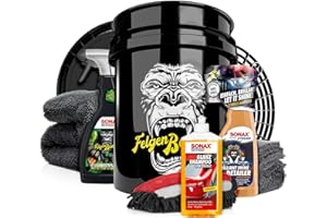 DETAILMATE Sonax - Set di lavaggio per auto, shampoo concentrato lucido, Magic Bucket Sonax, secchio per il lavaggio con coperchio e trappola per lo sporco, guanto da bagno con insetti, set di pulizia per auto