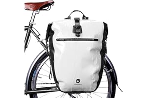 WILDKEN Bolsa Alforja Trasera para Bicicleta,Multifuncional Bolsa Trasera para Bicicleta 3 in 1,Alforjas para Portaequipajes de Bicicleta para Ciclismo,Viajes,Diario,Camping y Al Aire Libre(Blanco)