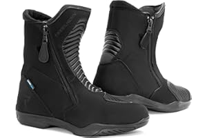 REBELHORN Rio Botas de Moto Hombre y Mujer | Cuero PU | Membrana Hipora | Protectores de Tobillo | Dos Cremalleras Largas | Plantillas Antibacterianas | Elementos Reflectantes