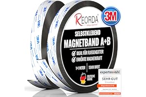 Reorda® Magnetband A B - (STARKER 3M KLEBER) Magnetstreifen für Fliegengitter & Moskitonetze für beste gegenseitige Anziehung - Magnetband selbstklebend
