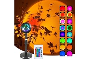 AMFUN 16 Couleurs Lampe Projecteur Coucher de Sunset, Lampe Coucher de Soleil, Rotation à 360° Sunset Lamp, pour Arrière-plan de Photographie, Chambre, Fête