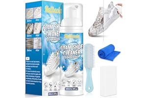 MALLBAOLA Shoe Cleaner Kit, 200ml White Trainer Cleaner, Sneaker Cleaner Removes Dirt & Stain, Shoe Cleaning Kit with Brush, Trainer Cleaning Kit for White Shoes, Knit, Canvas, Leather, Boots, Suede Cleaner