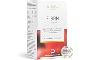 ‎SANHELIOS Sanhelios F-BRN Komplex Kapseln - Grüner Tee, Grüner Kaffee, Guarana, Schwarzer Pfeffer, Zink, Vitamin-B, Mineralstoffe - Deutsches Apothekenprodukt - Vegan, 100 Stück