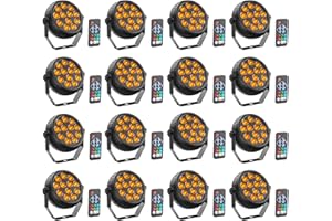 Glowingstage 16PCS Mini RGB LED Par Akku, Wiederaufladbar 12 LED Bühnenlicht Discolicht mit Fernbedienung LED Par Strahler, Partylicht für DJ Party Disco Bar Hochzeit Halloween Weihnachten