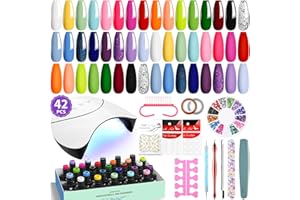 VANREESA Kit Semipermanente Unghie, 24 Colori Kit Unghie Gel Completo con 36W Lampada U V e Base Top Coat Arancione Verde Viola Smalto Semipermanente Set Manicure per Principianti Regalo per Le Donne
