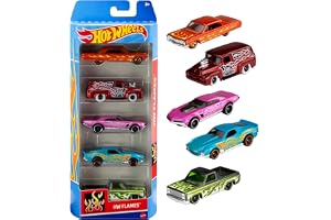 Hot Wheels 1:64 Scale Die-Cast Toy Cars, 5-Pack of Toy Race Cars, Hot Rods, Character Cars, or Rescue or Pick-Up Trucks (Styles May Vary)