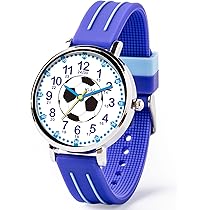 Montre Enfant Analogique Étanche 30M - Apprentissage De L'Heure - Cadran Coloré 12h - Bracelet PVC - Cadeau Garçon Fille (Noir, Bleu, Rose)