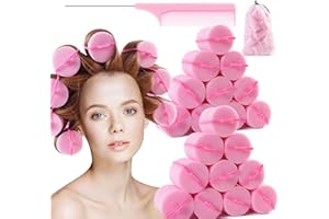 BEAUTIYAND Jumbo Foam Sponge Hair Roller Soft Sleeping rollers Curvy Wavy Hairstyle Curling Hair Styling Tools 24 Pieces Use For Long Hair Short Hair Ladies And Children 2"X2.75"(pink)