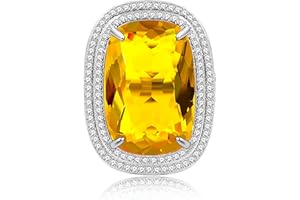 Uloveido 20x30mm Übertreibungsrechteckiger orangefarbener CZ-Riesenkristall-Cocktailparty-Gefallenringe, plattiert mit Platin, verstellbar