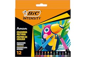 ‎BIC BIC Intensity Premium Felt Tip Pens for Adults and Children in 12 Colours with Comfortable Rubber Grip and Sturdy Tip