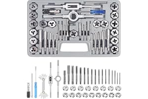 HSEAMALL Set di 40 utensili per maschiatura e filettatura M3-M12 con accessori per giramaschi