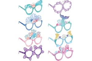 TENARE Decorazioni per Feste a Sirena Occhiali da Vista in Carta a Tema Sirena Oggetti per Scena Fotografica da Spiaggia Estiva e Feste di Compleanno per Adulti (24)