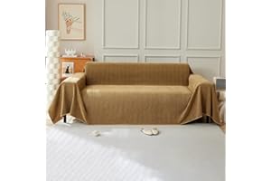 VanderHOME Pokrowiec na sofę w jednolitym kolorze, z dekoracyjną narzutą na łóżko, wielofunkcyjny koc na sofę szenilową, idealny na sofę, kanapę, ławkę i łóżko, 230 x 380 cm, khaki