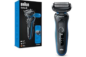 Braun Series 5 Electric Shaver, Wet & Dry, Rechargeable, Cordless Foil Shaver, Auto Sense Technology, 3 Flexible Blades, Waterproof - Blue