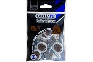 Gripit Brown Plasterboard Fixings - Pack of 8 - Heavy Duty Stud Wall fixings - Plasterboard Anchors - Ideal for Radiators, AV Equipment and Lighting - Easy Install - Holds Up to 93kg - UK Designed
