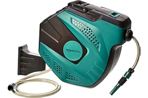 Amazon Basics Enrollador automático de manguera para pared, Verde, 25 m