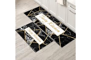 XIAOBUDIAN Kitchen mat of 2, non-slip kitchen rug absorbent and grease absorbing kitchen rug set,suitable for kitchen use. (Style G, 40x120cm+40x60cm)