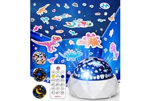 LITOHOM Night Light Projector for Kids, Rechargeable Sensory Light with 3 Films,Mult-Lighting Modes,Timer and Remote,360° Rotate Star Dinosaur Toys Night Light Projector for Bedroom & Baby Boy Girl Gifts