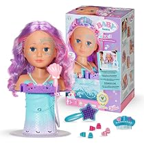 Baby Born Cabeza De Peinado Creativo – 22 Cm, Con Rotuladores Lavables Y Más De 20 Accesorios Para Maquillar Y Peinar