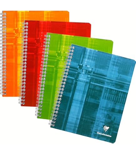 Clairefontaine 68761C Notitieboek, spiraalbinding, 17 x 22 cm, 180 pagina's, grote ruitjes, wit papier, 90 g, gelamineerde omslag, willekeurige kleur