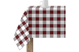 BL BELUM BELUM | Mantel resinado Antimanchas Cuadros Granate, Mantel Cuadros Vichy tamaño; 100x140 cm, Mantel Antimanchas NO Hule, Mantel Vichy Granate, Mantel Tejido 100% algodón orgánico