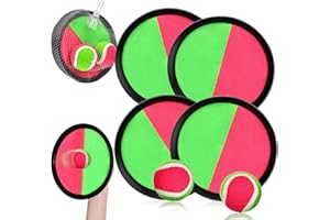 FORMIZON Juego de Bola y Lanzamiento, Juego de Lanzamiento y Captura, 4 paletas y 2 Bolas Atrapa el Juego de Pelota para Deportes, Playa