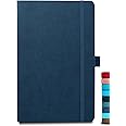 DOODLE A5 Executive Hard Bound PU leather Notebook Diary for Men Women | Corporate Diary with Elastic Band, Ribbon Bookmark & Pen Loop | 160 pages | 80 gsm | For Office and Personal use - Blue