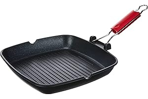 Lagostina Linea Rossa Poêle Grill en Titane céramique Gaz et Induction Plaque d'étanchéité Noir 280 mm