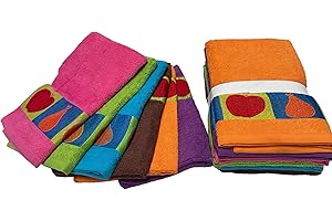Generic Col & Cor Paños de Cocina Algodón Rizo Multicolor con Dibujo Bordado. Juego de Trapos Cocina 100% Algodón 50x50 CM (12, Fruta)