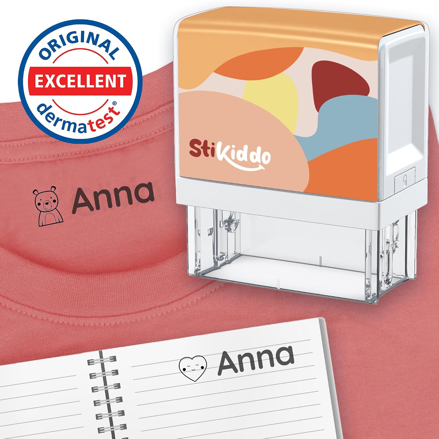 StiKiddo® Timbro Personalizzato Per Bambini - Per Abbigliamento, Oggetti e Carta, Timbro Vestiti Bambini Asilo, Personalizzabile e Lavabile in Lavatrice