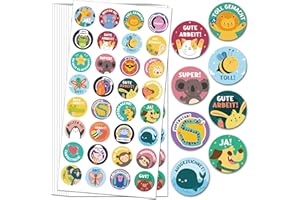 BIROYAL 1600 sztuk naklejek motywacyjnych dla dzieci, 25 mm, 32 wzory, samoprzylepne naklejki nagrody, niemieckie naklejki nagrody Reward Stickers naklejki na zwierzęta w zoo na artykuły dla nauczycieli