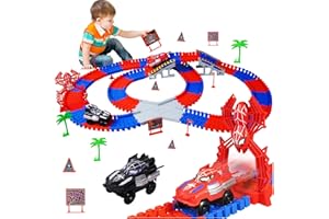 LYUET Spider Toys Construction Race Tracks, 2 Spider Cars, 1 Stand-Spider Arch, STEM Building Toy for 3 4 5 6 7 8 Year Old Boys Girls, Spider Theme Vehicles Toys Birthday for 3-8 Kids