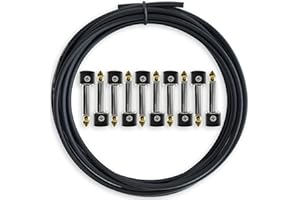 Crosby Solderless Pedalboard Cable Kit - 3 Metres of Cable & 10 Gold Tip Connectors With Magnetic Screws & Screwdriver - Make 5 DIY Custom Patch Cables, No Stripping Required