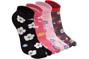 ZAKASA Chaussettes Japonaises Tabi Femme: Chaussettes Flip-Flop Sabots Tabi Socks,Coton Chaussettes 2 Orteil,Tabi Split Toe pour Flip Flop tongs Confortable et Respirante,35-41,4 paires