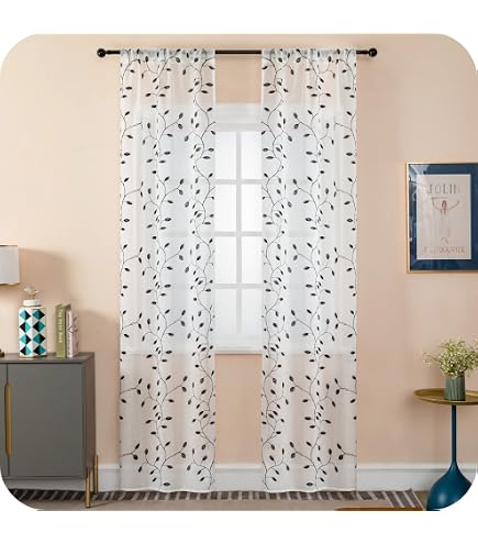 GIRASOLE HOME Coppia Tende Voile Semi Trasparenti Colore Sfumato Bianco e Grigio Tenda per Soggiorno Camera Cameretta Cucina e Interni 2 Pannelli con Occhielli 140x238cm