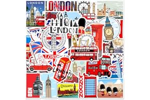 AYODPE 50 PCS Londoner Bus Aufkleber,Vinyl Wasserdicht Aufkleber für DIY Laptop Gepäck Kühlschrank Skateboard Auto Motorrad Fahrrad Phone Dekor Graffiti Aufkleber,London Bus Stickers Set