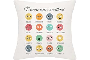BOMMEX Ƞnormale sentirsi Emozione Sentimenti Copricuscino per Donne Uomini Bambini Salute Mentale a tema Decor per la casa sala giochi scuola l'ufficio di psicologia e terapia(Ƞnormale sentirsi felici)