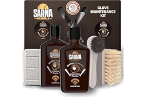 SARNA BASEBALL Sarna Glove Conditioner Kit – Includes Cleaner, Soft & Hard Brushes, Microfiber Cloth – Non-Darkening Leather Conditioner for Baseball Gloves, Mitts & Softball Gear – Pro-Grade Care