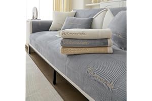 FASCINATDECO Sofa Cover, 1/2/3/4-Seater Sofa Cover, Corner Sofa, L-Shape, Sofa Protector, Non-Slip, Velvet Sofa Seat Cushion Cover, Washable (Grey, 70 x 150 cm)