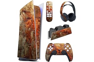 PlayVital Skin Decal Stickers Kompatibel mit ps5 Konsole Digital Edition, Aufkleber Schutzfolie Vinyl-Skin Stickers für ps5 Konsole,Controller,Ladestation,Headset,Medienfernbedienung-Rusty Armor